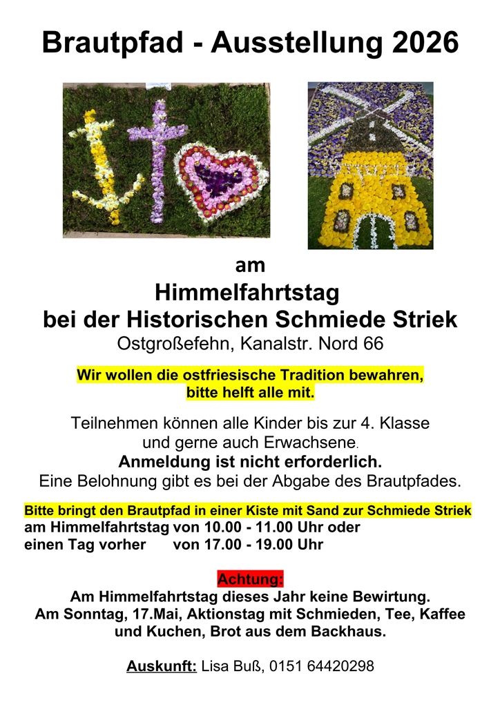 Brautpfad 26 Plakat mit Tel. Nr