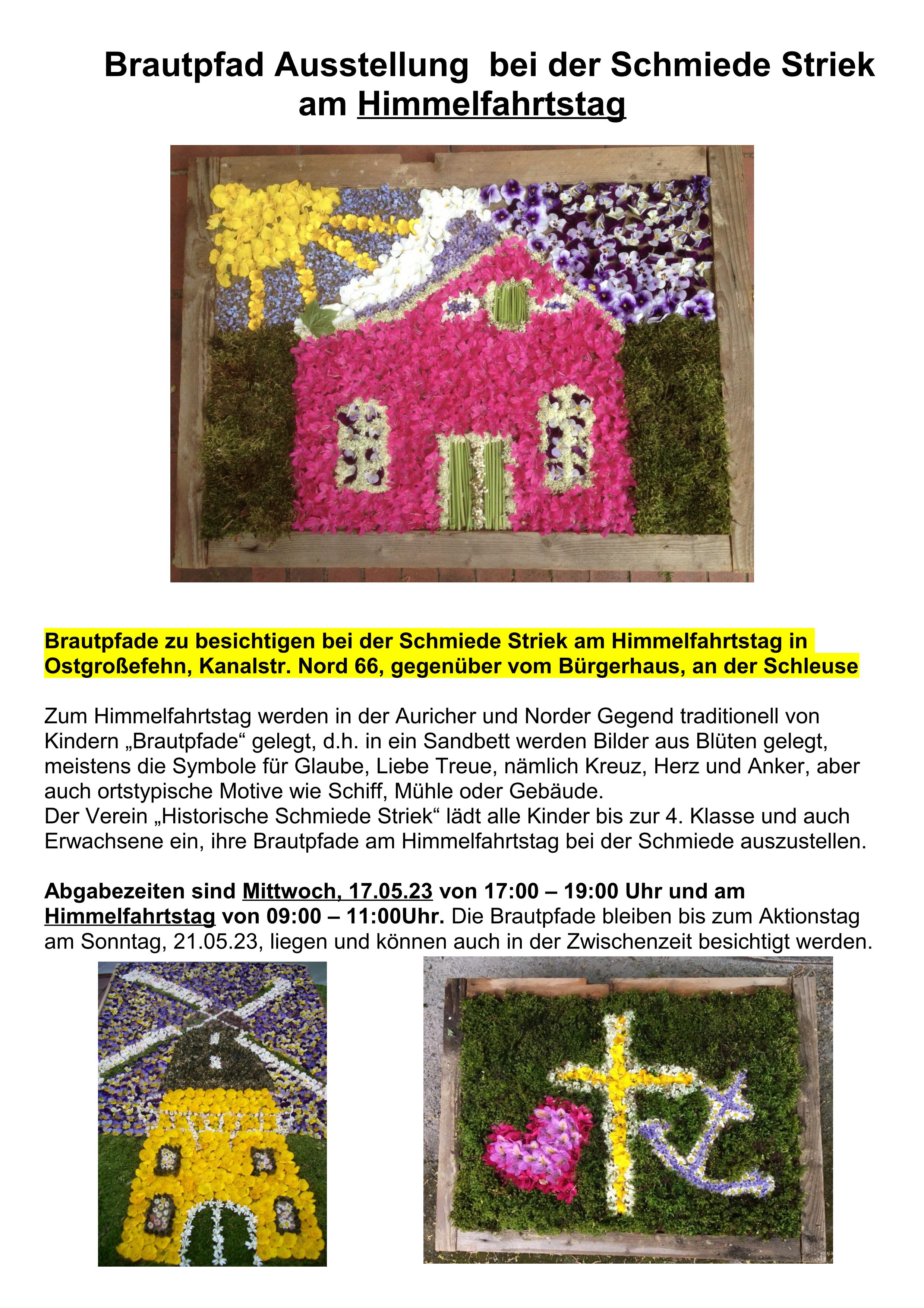 Plakat Brautpfade bei der Schmiede Striek am Himmelfahrtstag in Ostgroßefehn 01